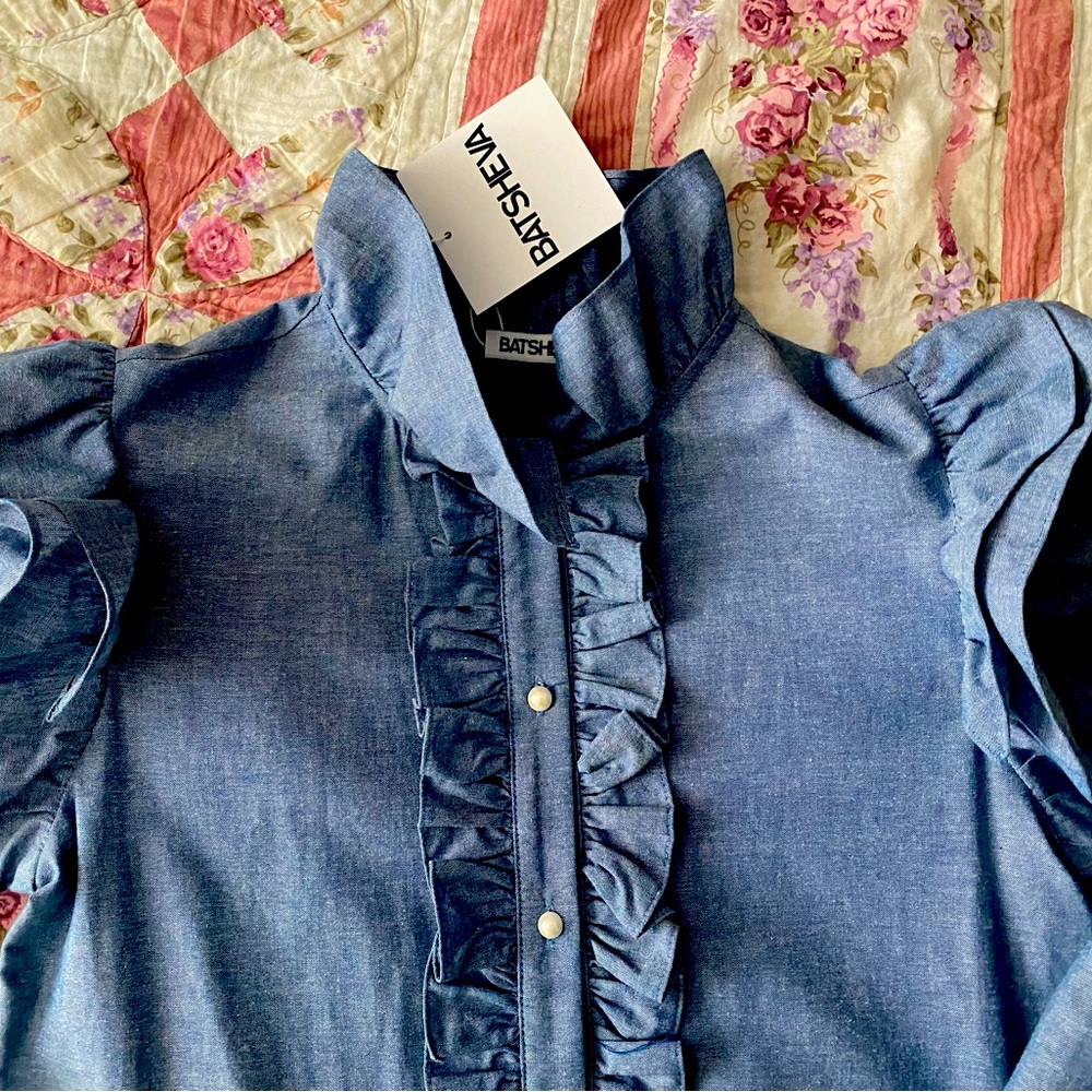 VERY RARE! Laura Ashley x Batsheva First Capsule Dress in CHAMBRAY GREY.